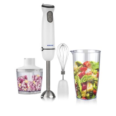 4-In-1 Hand Blender Set With Chopper/Calibrated Beaker And Wisk 600 ml 400 W SHB-184JCW White